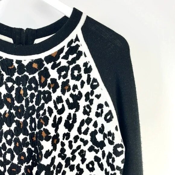 A.L.C. Moore Black and White Leopard Raglan Sweater - Picture 3 of 9